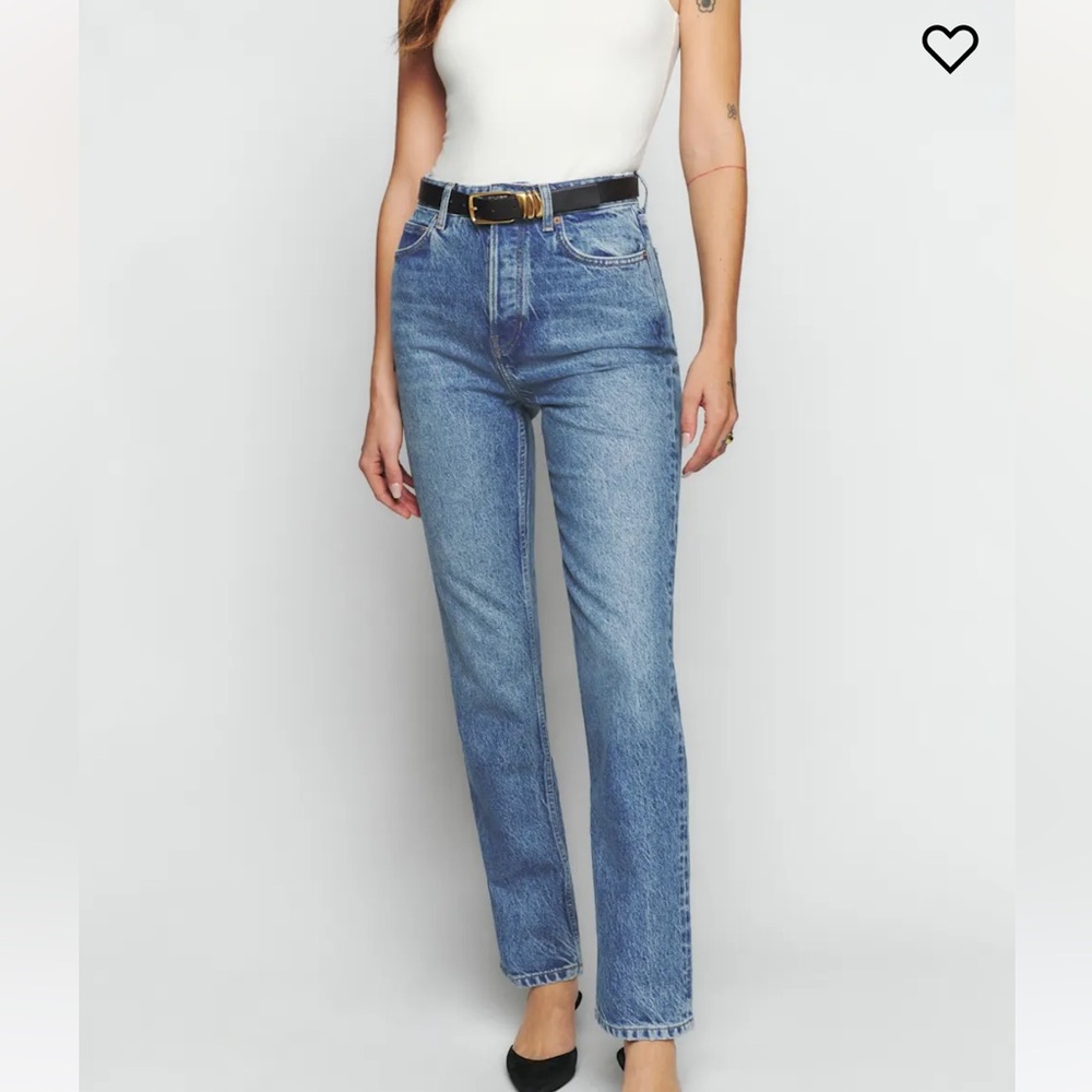 Reformation High Rise Blue Jeans Straight Leg